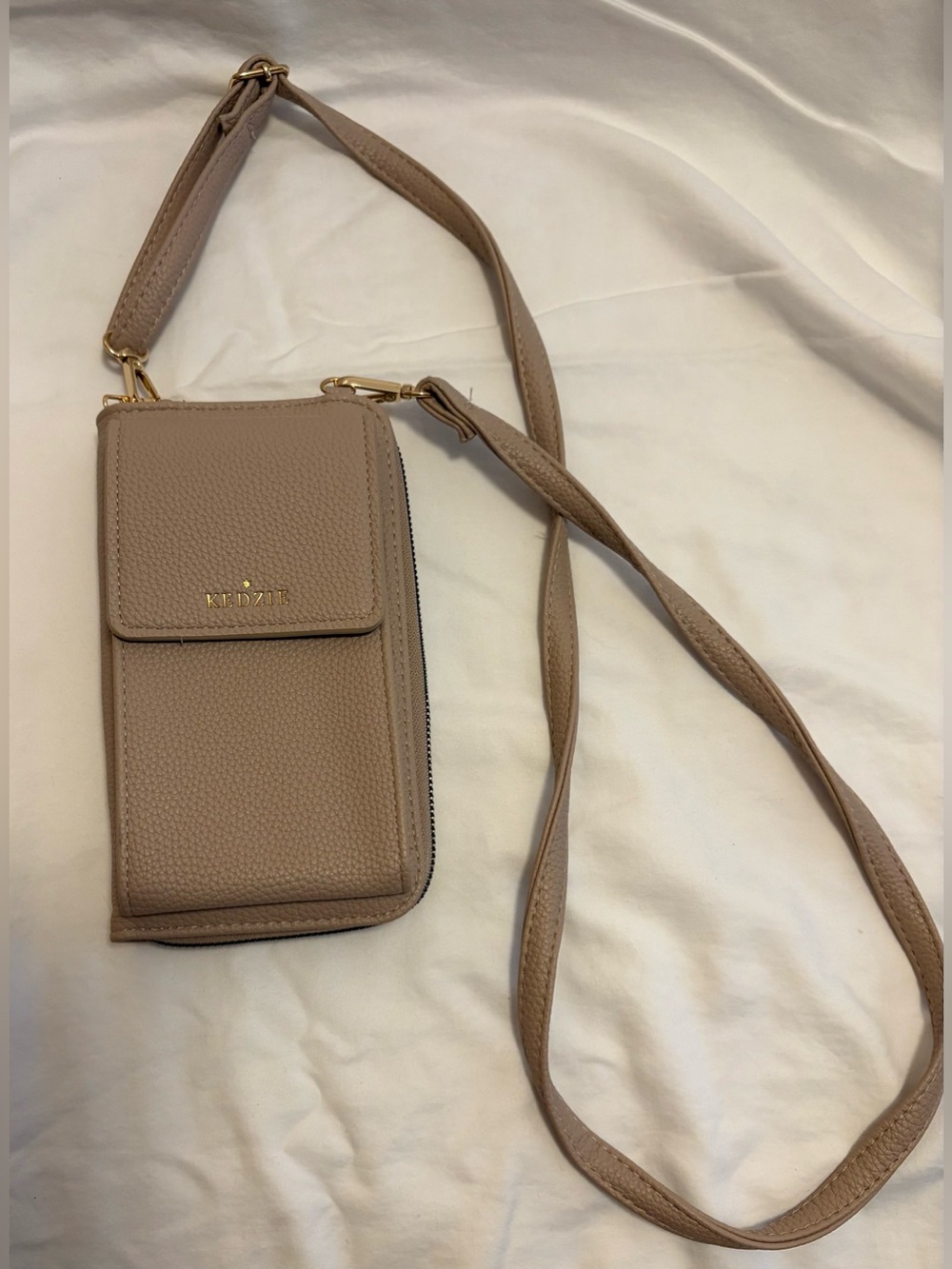 KEDZEE Taupe Pebble Leather Crossbody Phone Bag - NWOT